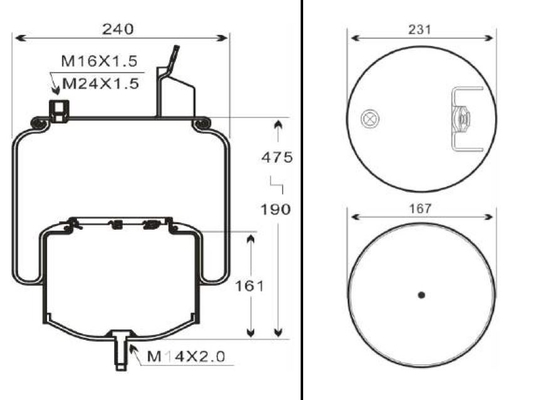 فنر هوای کامیون Firestone W01-M58-8474 Goodyear 1R10-704 20582215 برای فنر هوای